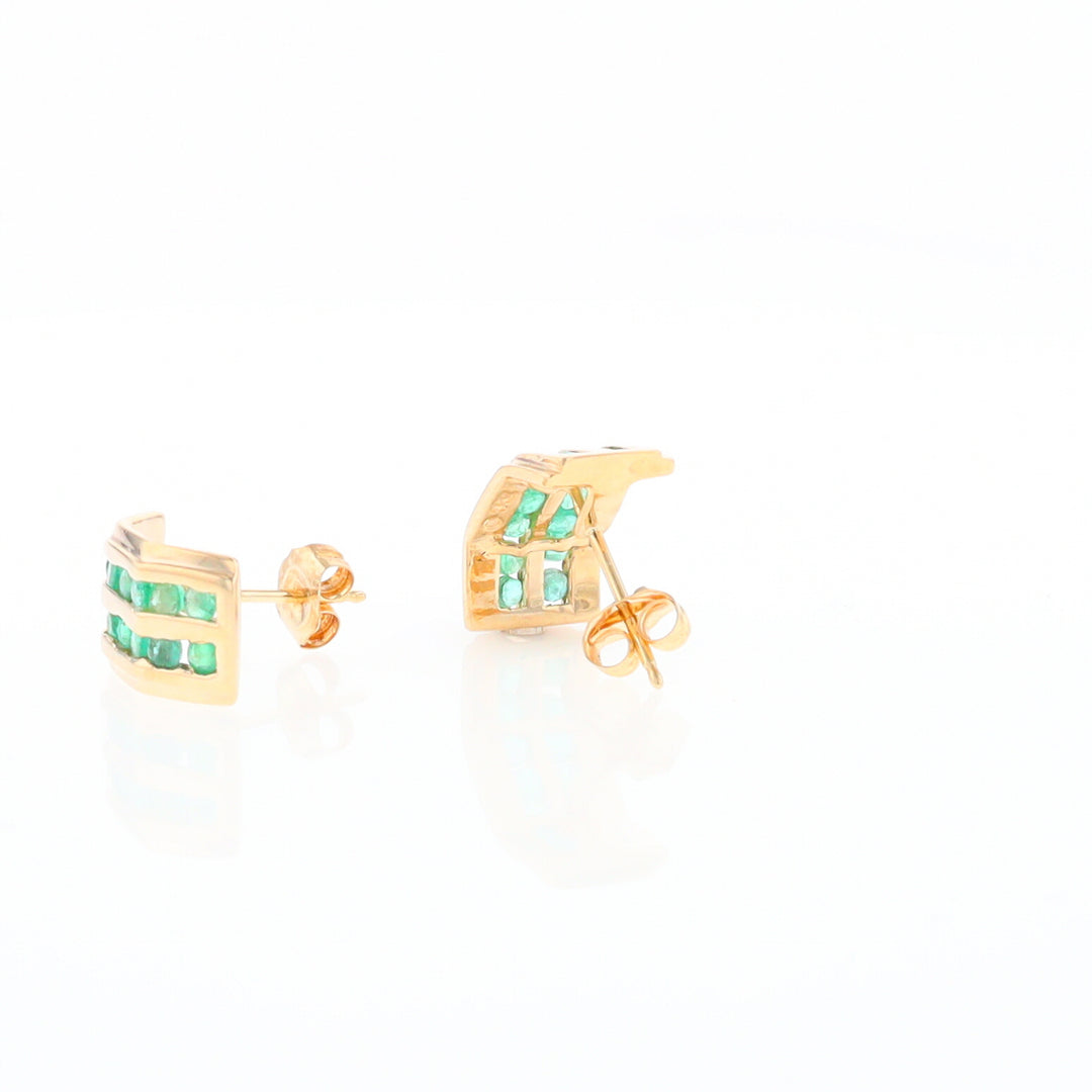 Semi-Hoop Channel Emerald Earrings