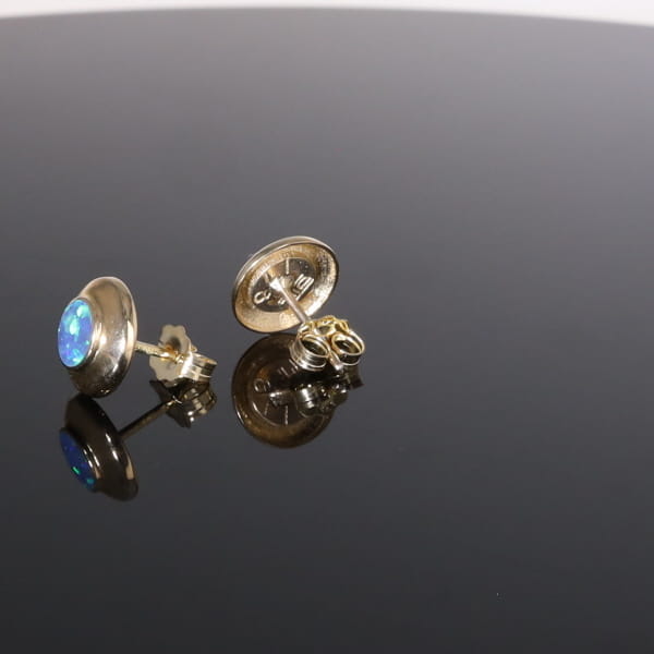 Opal Earrings Round Inlaid Design Studs