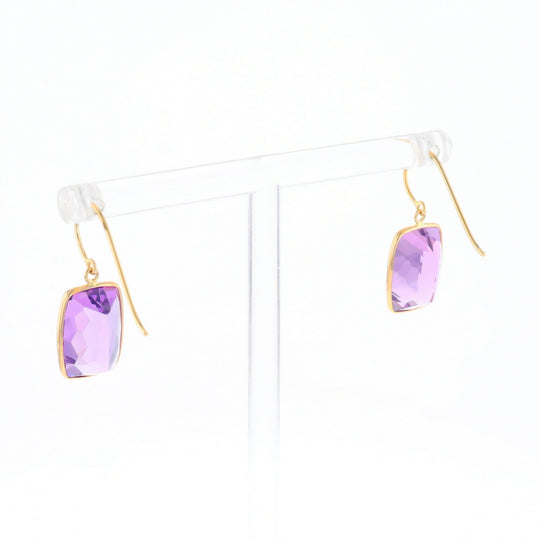 Solitaire Amethyst Dangle Earrings