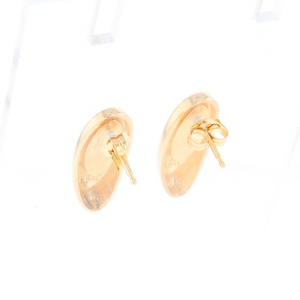 Oval Gold Quartz Inlaid Earrings - G2