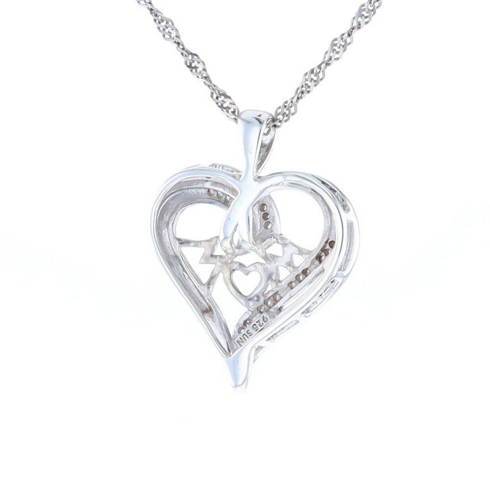 "MOM" Diamond Heart Pendant