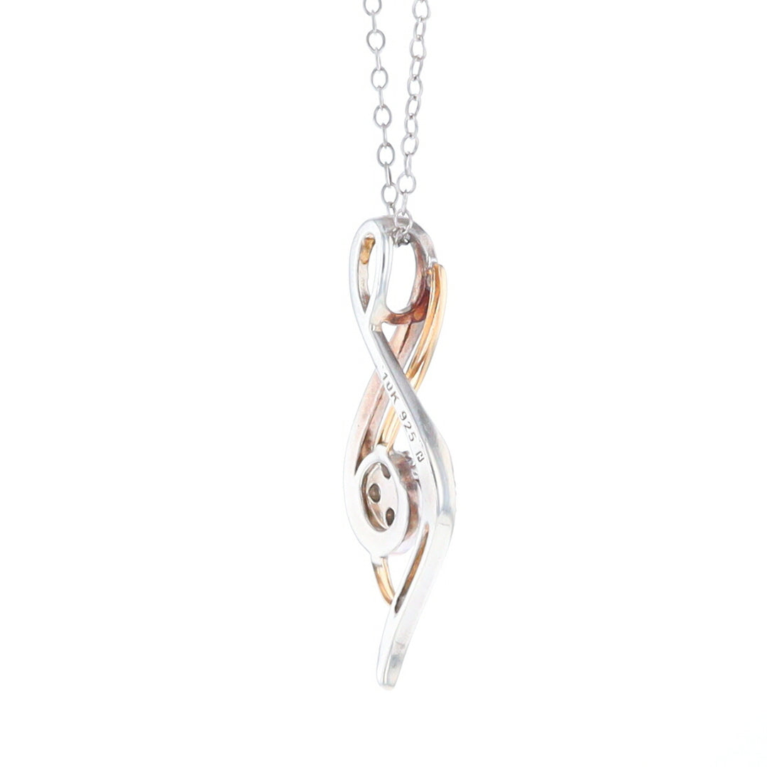 Sterling Silver and 10K Gold Diamond Infinity Swirl Necklace