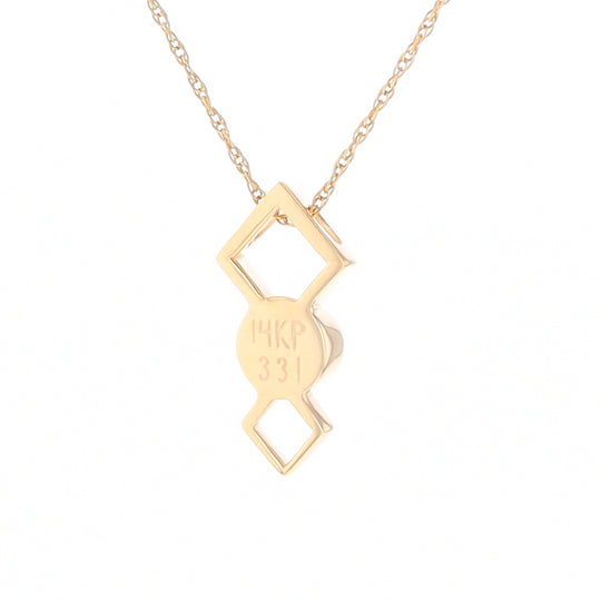 Gold Quartz Round Inlay Double Diamond Design Pendant