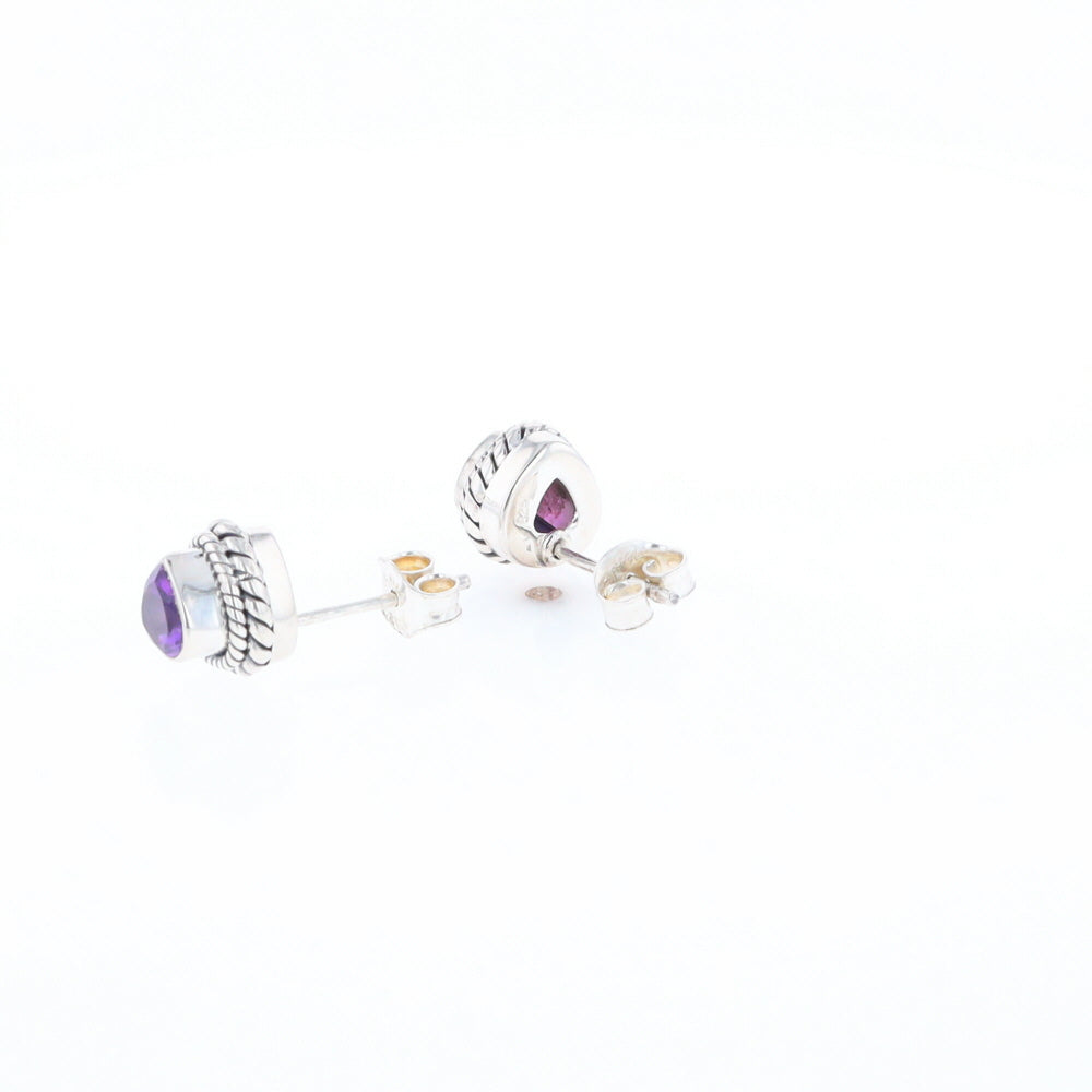 Native Amethyst Pear Stud Earrings