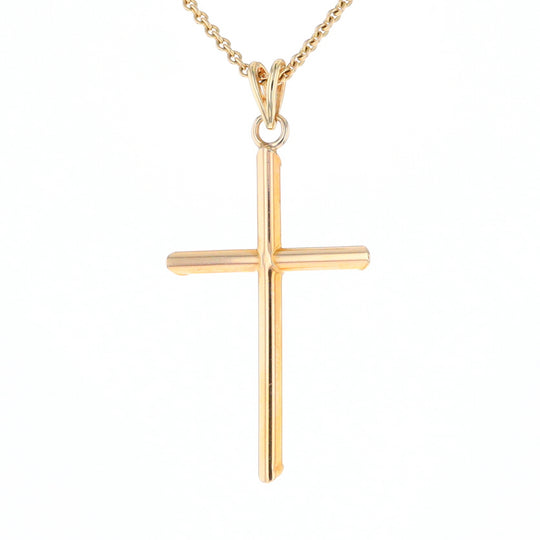 Beveled Edge Tube Cross Pendant