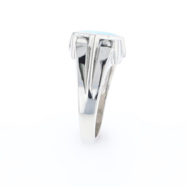 Natural Sleeping Beauty Turquoise ring diamond shape inlaid design with .16ctw round diamonds