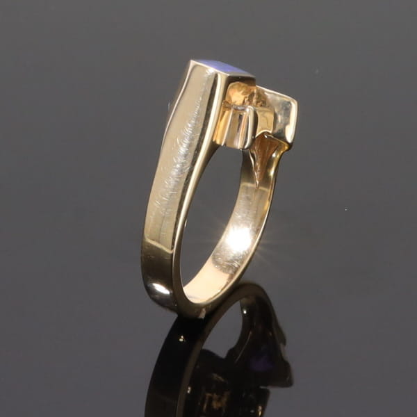 Opal Rings Geometric Inlaid with Amethyst and .08ctw Diamonds