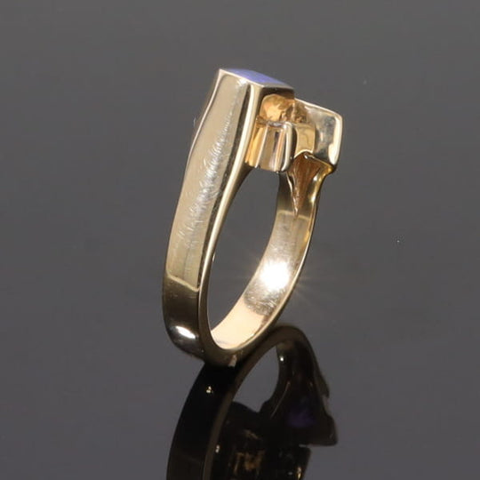 Opal Rings Geometric Inlaid with Amethyst and .08ctw Diamonds
