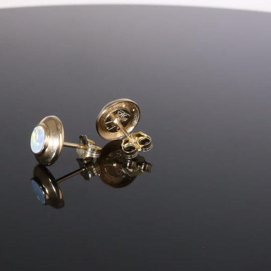 Opal Earrings Round Inlaid Design Studs