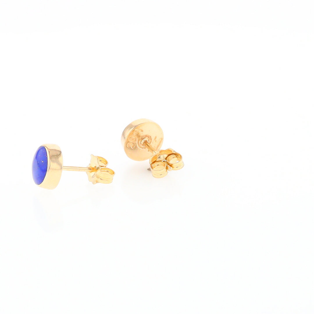 Lapis 6mm Round Inlaid Earrings