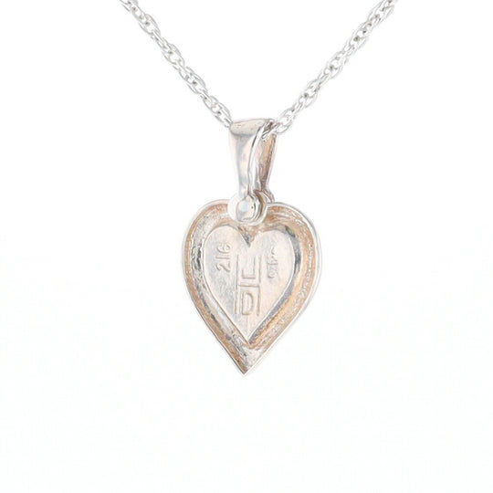 Sterling Silver Gold Quartz Inlaid Heart Pendant - G3