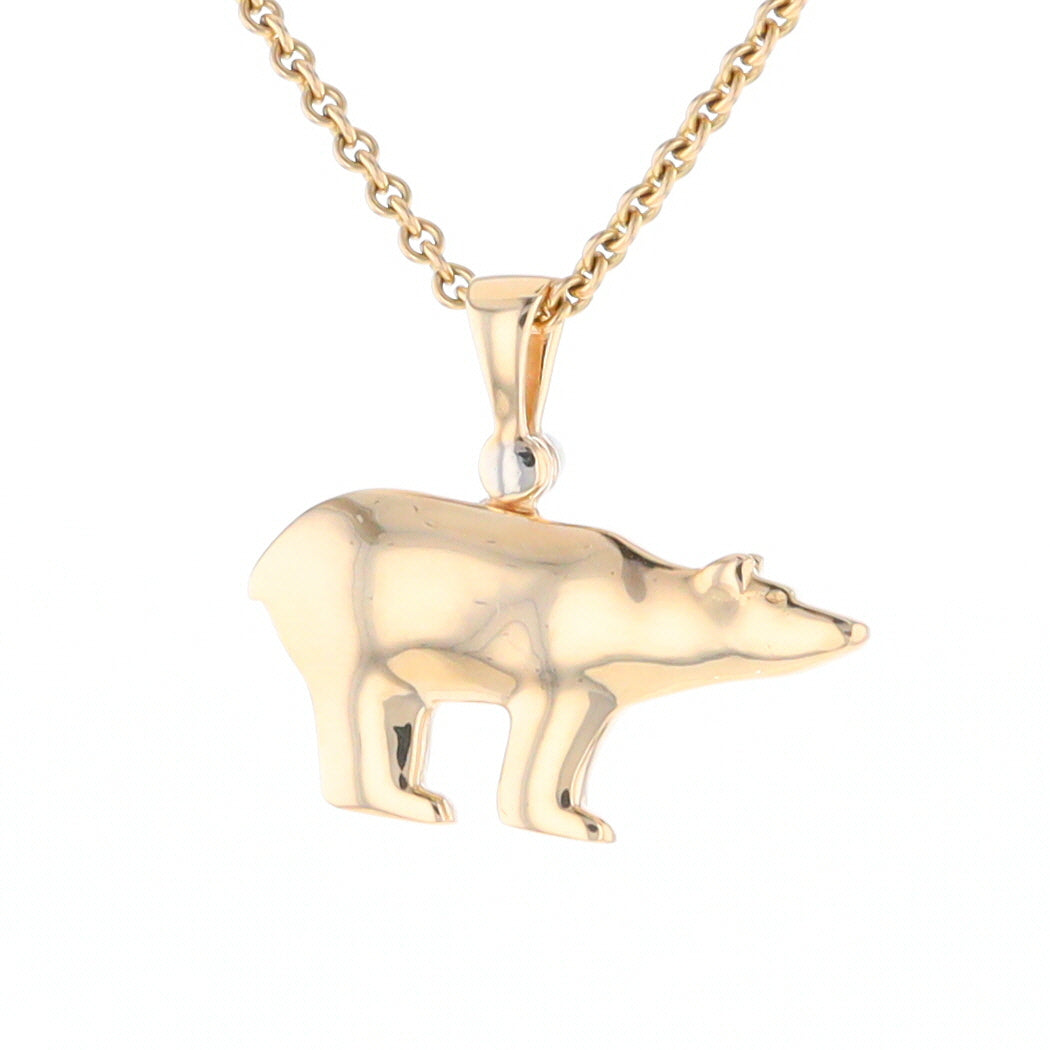 Gold Quartz Inlaid Polar Bear Pendant