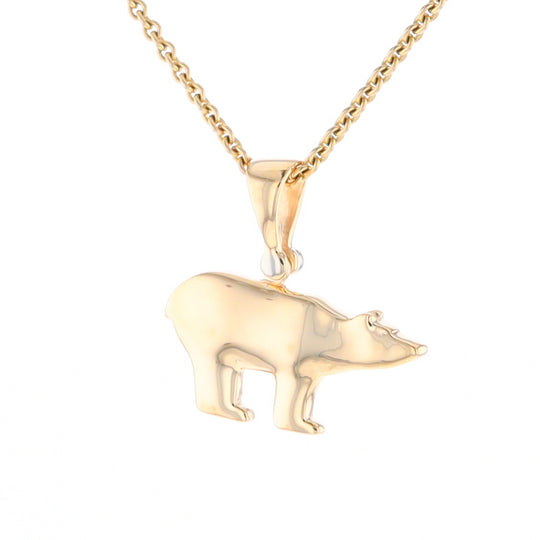 Gold Quartz Inlaid Polar Bear Pendant