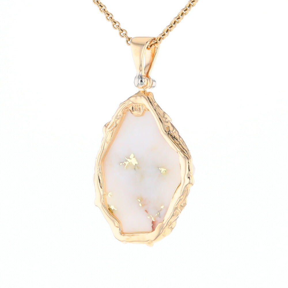 Gold Quartz Freeform Pendant