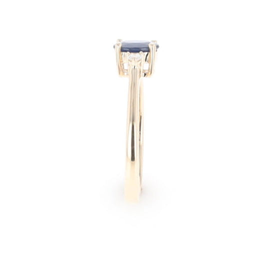 Oval Sapphire Ring With 2 Accent Diamonds