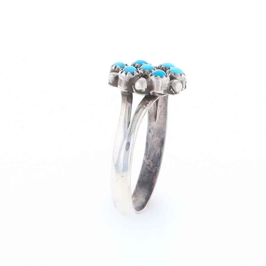 Round Turquoise Cluster Ring