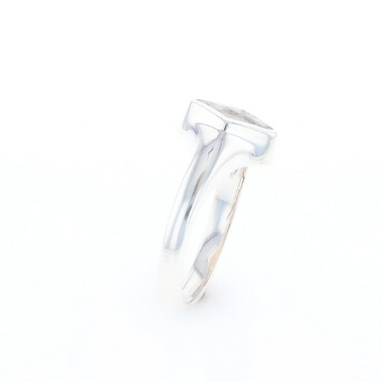 Sterling Silver Gold Quartz Inlaid Diamond Shaped Ring - G3