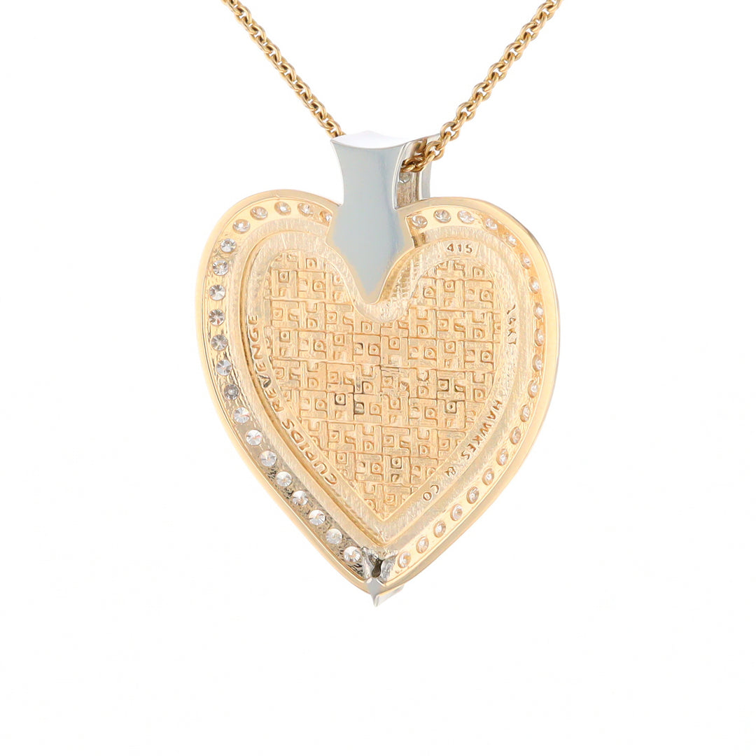 Gold Quartz Necklace Cupid's Revenge 2.24ctw Diamonds Heart Pendant