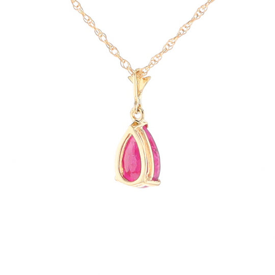 Pear Ruby Solitaire Necklace