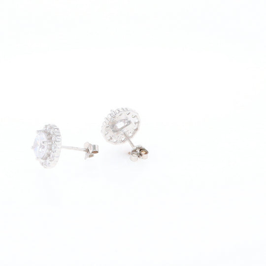 Cubic Zirconia Halo Stud Earrings