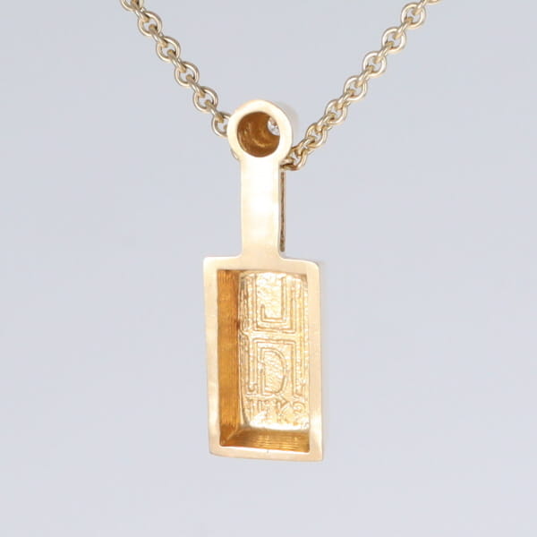 Opal Pendant Rectangle Inlaid Design with .04ctw Round Diamond