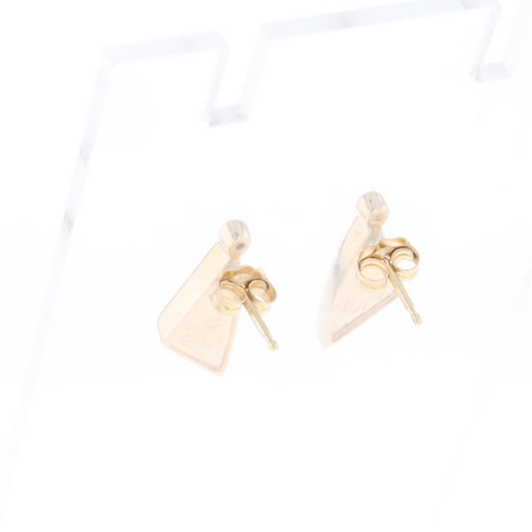 Gold Quartz Earrings Triangle Shape Inlaid with .04ct Round Diamonds - G2