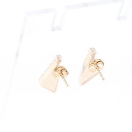 Gold Quartz Earrings Triangle Shape Inlaid with .04ct Round Diamonds - G2