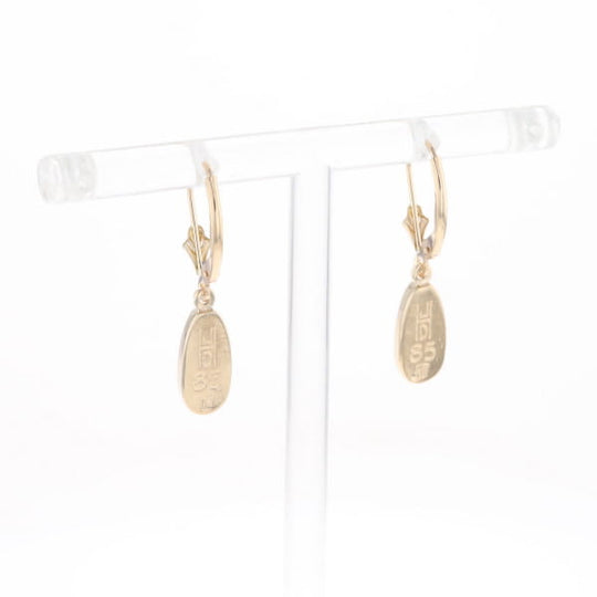 Gold Quartz Earrings Tear Drop Inlaid Lever Backs
