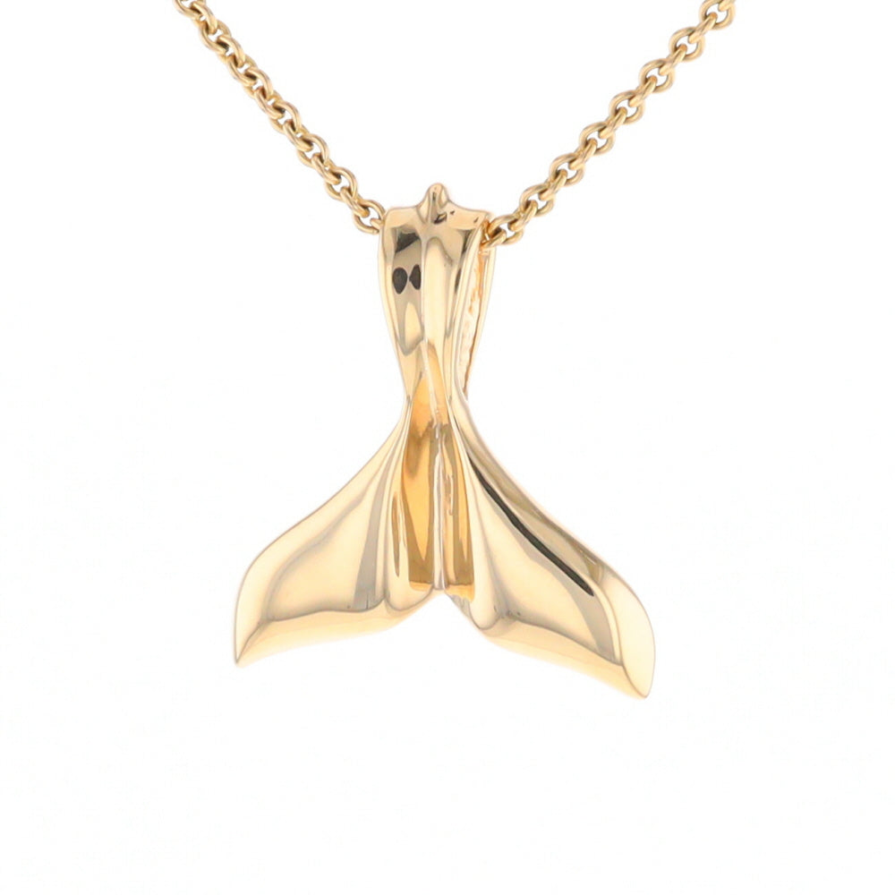 Whale Tail Necklaces Gold Quartz Double Sided Inlaid Sea Life Pendant