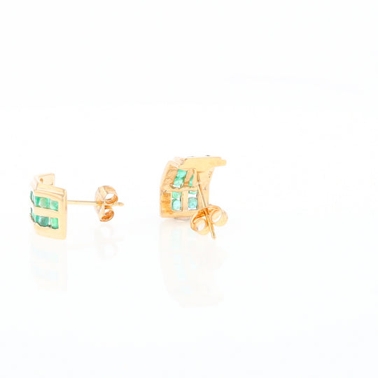 Semi-Hoop Channel Emerald Earrings