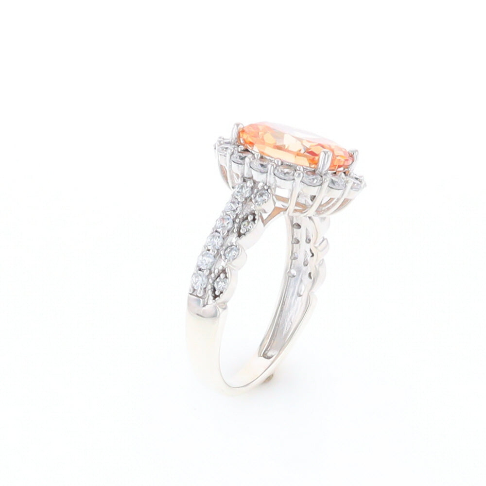 Peach Imitation Topaz Halo Ring