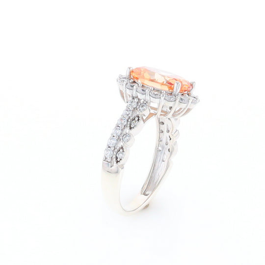 Peach Imitation Topaz Halo Ring