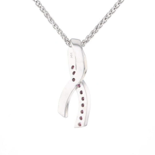 Pink Sapphire Breast Cancer Ribbon Pendant
