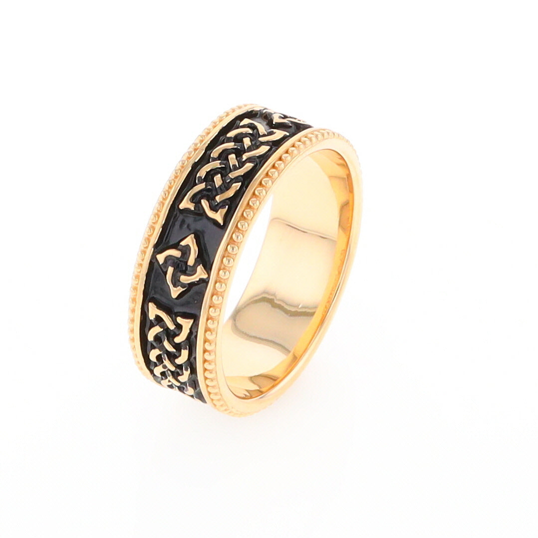 Celtic Knot Black and Gold Wedding Band