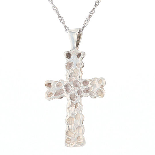 Sterling Silver Nugget Pattered Cross Pendant