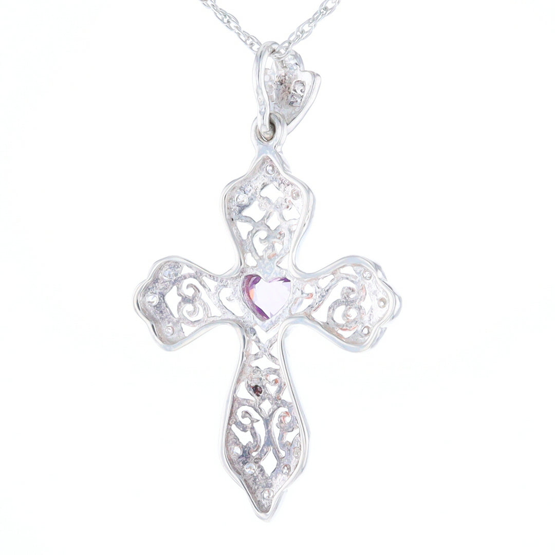 Heart Amethyst Cross Pendant