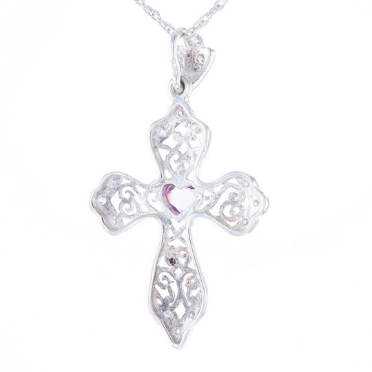 Heart Amethyst Cross Pendant