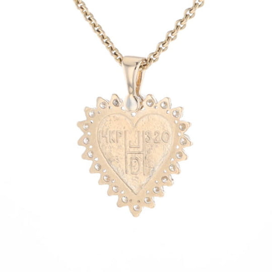 Gold Quartz Heart Shape Inlaid .55Ctw Diamond Pendant