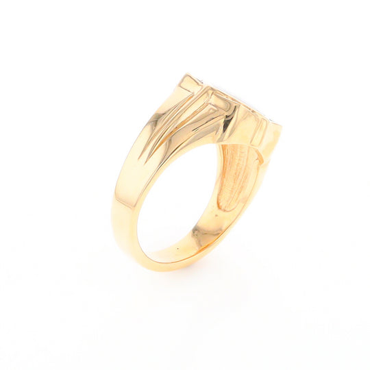 Gold Quartz Mens Ring with Diamond Accents