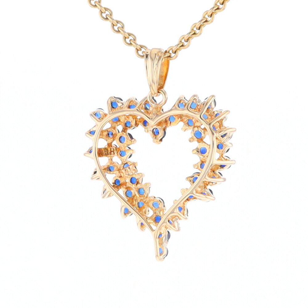 Bursting Sapphire Open Heart Pendant