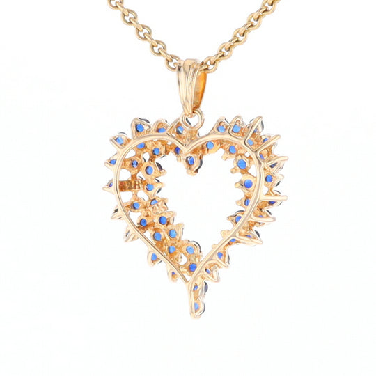 Bursting Sapphire Open Heart Pendant