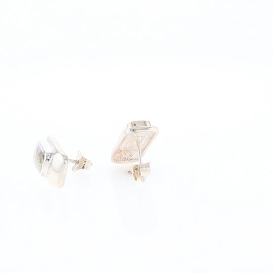 Gold Quartz Inlaid Rectangle Stud Earrings - G3