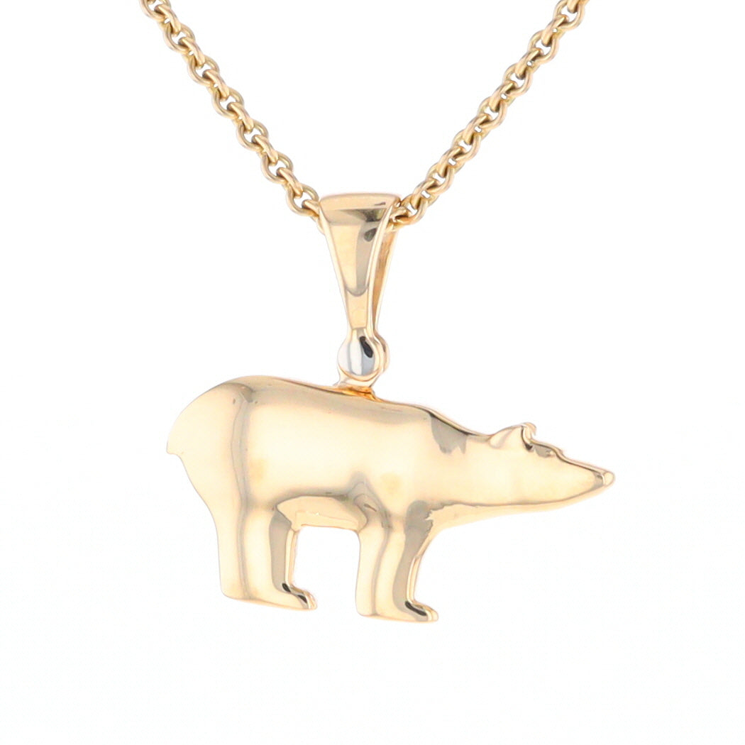 Gold Quartz Inlaid Polar Bear Pendant