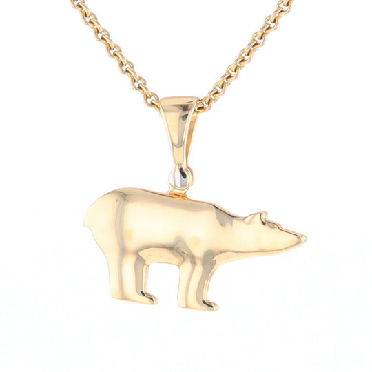 Gold Quartz Inlaid Polar Bear Pendant