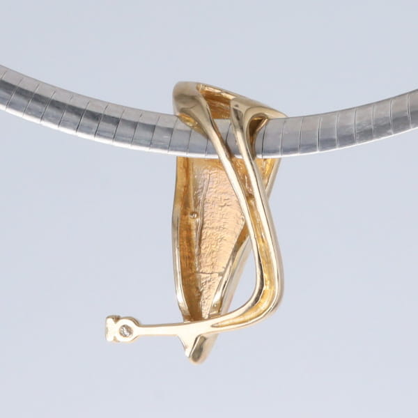 Opal Pendant Triangle Inlaid Design with .06ct Round Diamond