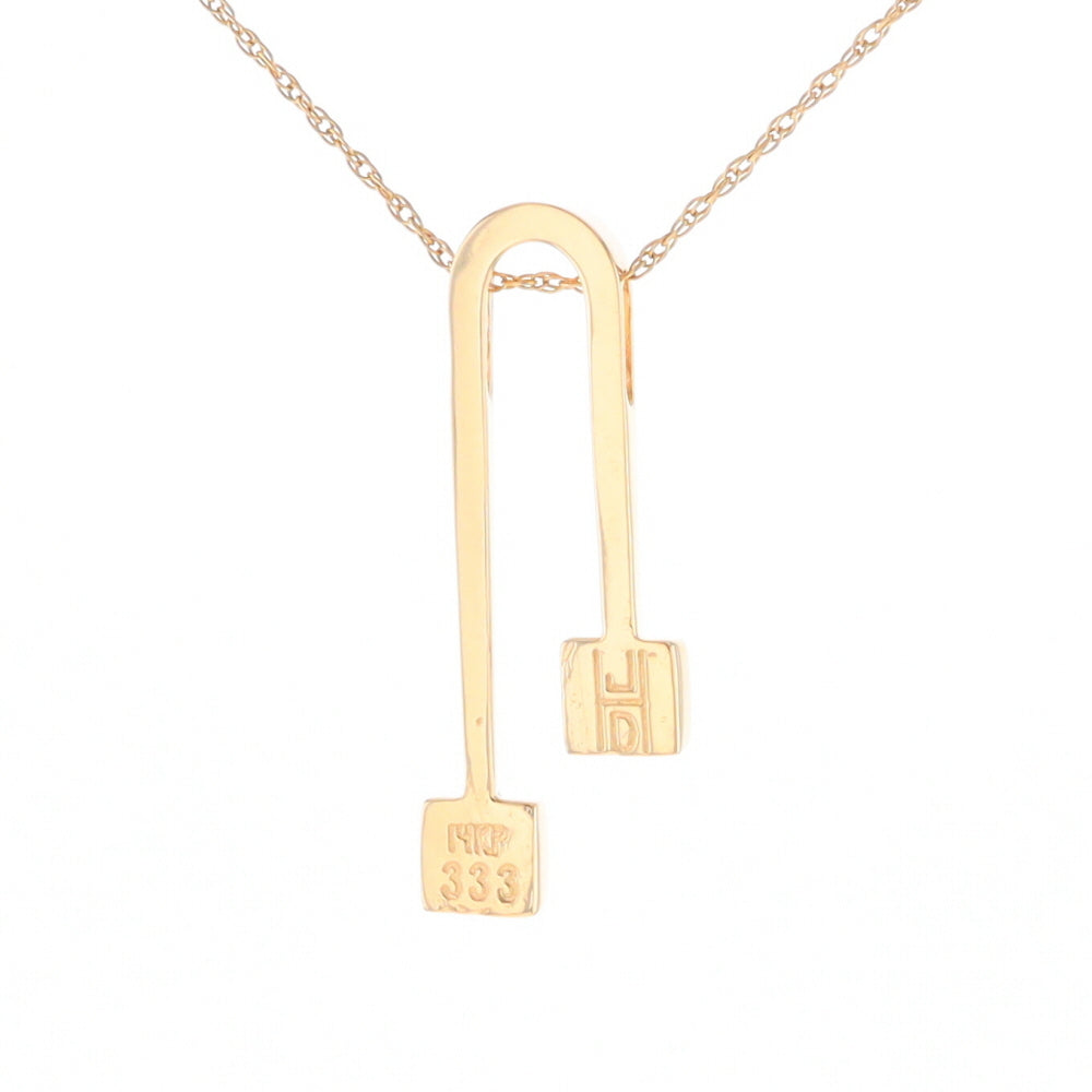 Gold Quartz 2 Square Curved Bar Pendant