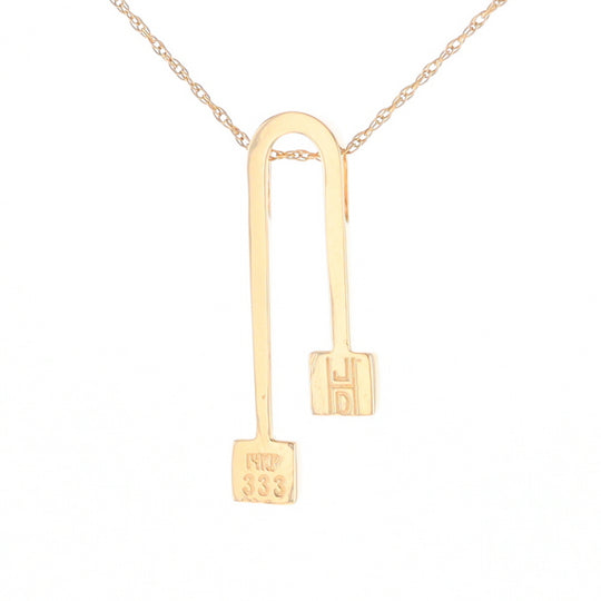 Gold Quartz 2 Square Curved Bar Pendant