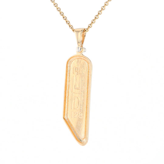 Gold Quartz Long Geometric Inlaid Pendant