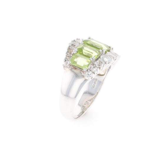 Peridot and CZ Cocktail Ring
