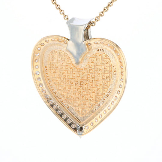 Gold Quartz Necklace Cupid's Revenge 2.24ctw Diamonds Heart Pendant (G1)